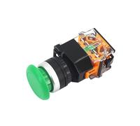 Emergency Stop Switch Momentary Mushroom Cap Push Button Switch Self Reset No Lock Round 1NO1NC Button Silver 22mm LA38-11M 1PCS(Green,Self-Recovery)