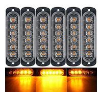 Emergency Strobe Lights, Maso Amber Recovery Car 6LED Light Bar Orange Grill Breakdown Flashing 18 Modes 12/24V Pack of 6