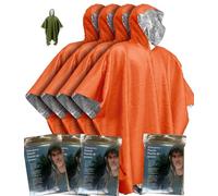 Emergency Survival Poncho (4pc) Thermal Mylar Foil Coating Blanket for Heat Retention and Rain | Reversible with Hood | Waterproof, Windproof, Portable (UK, Numeric, 40, Regular, Regular, orange)