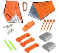 Emergency Survival Shelter Tent for 2 People + 3 Paracords, Tent Stakes, Glow Stick, Whistle | 100% Waterproof Tent | Ultralight & Extra Large - Windproof