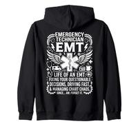 Emergency Technician EMT Quote Art with Winged Star of Life Zip Hoodie