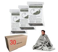 Emergency Thermal Blankets , Survival Reflective Thermal First Aid Foil Blanket (Silver,30 Pack)