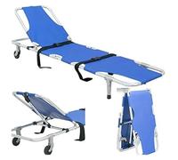 Emergency Transport Stretcher with Wheels, Lightweight Patient Transport for Medical and Home Use, Adjustable Backrest, Holds 350 lbs, Easy to Maneuver