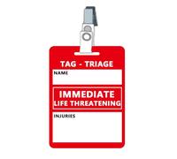 Emergency Triage Tags (Red: Immediate Priority) - Triage Cards for Disaster Response & First Aid Training, EMT Field Tagging, Mass Casualty Incidents, 4.7"Lx3"W, 5 Pcs