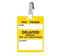 Emergency Triage Tags (Yellow: Delayed Care) - Triage Cards for Disaster Response & First Aid Training, EMT Field Tagging, Mass Casualty Incidents, 4.7"Lx3"W, 5 Pcs