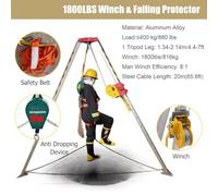 Emergency Tripod Kit with Winch for Tight Spaces, Heavy-Duty Fire Safety Equipment, Anti-Fall Protection, Aluminum, Steel Wire Rope - Ideal for Rescue Operations