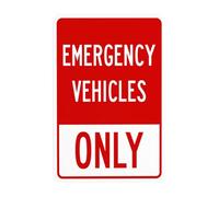 Emergency Vehicles Only Metal Warning Sign with Easy Install for Indoor Outdoor Security, Business Office Home Garden Street Decor 20 x 30 cm
