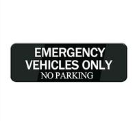 Emergency Vehicles Only No Parking Sign Signage White Black Plastic Acrylic 3x8 With Double Side Tape Adhesive Easy Mounting