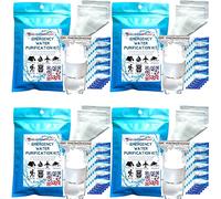 Emergency Water Purification Tablets, Aquatabs 200 pk Water Purifying Tablets, 4pk Whirl-Pak Water Storage & Purifier Bags, 8X Prefilters for Debris Filtration, Camping Must Haves (4)