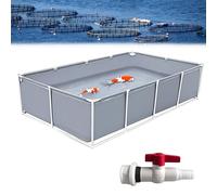 Emergency Water Storage Tank 2x1x0.7m Multifunctional PVC Canvas Reservoir with Drain Valve Drought Resistant Fish Pond Ideal for Temporary Emergency Water Supply Grey