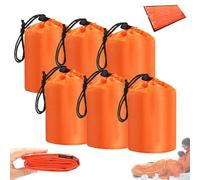 Emergency Waterproof Sleeping Bag Thermal Bivy Sack Survival Blanket Lightweight Compact Insulated for Camping Gear Prepper Supplies Bug Winter Car Kit Outdoor Sleeping Sack(6pcs)