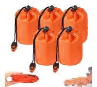 Emergency Waterproof Sleeping Bag Thermal Bivy Sack Survival Blanket Lightweight Compact Insulated for Camping Gear Prepper Supplies Bug Winter Car Kit Outdoor Sleeping Sack(5pcs-With whistle)