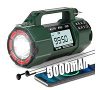 Emergency Weather Radio, 5000mAh Replaceable Battery, Solar Hand Crank Radio with AM/FM/SW/NOAA Alert, Sleep Timer Alarm Clock, Compass Cell Phone Charger, Headphone Jack, Flashlight and SOS Siren