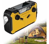 Emergency Weather Radio, Hand Crank AM/FM Survival Radio with SOS Alert, LED Flashlight, Reading Light, Solar/USB/Battery Charging
