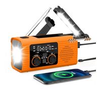 Emergency Weather Radio - Hand Crank, Solar Dynamo, 2000mAh, AM/FM/WB Receiver with LED Flashlight & SOS Alarm for Outdoor Camping