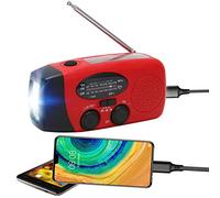 Emergency Weather Radio, Portable Solar Hand Crank NOAA Alert AM FM Flashlight USB Rechargeable Power Bank for Camping Home Red ABS 1 Pack