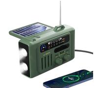 Emergency Weather Radio Solar Hand Crank NOAA AM/FM Radio with 8000mAh Battery, Bluetooth Speaker, Adjustable Reading Lamp, 3 Mode Flashlight, USB Type C SOS Alarm for Camping, (OD Green)