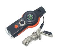 Emergency Whistle 7-in-1 Camping Safety Whistle with Compass Thermometer Light Magnifier Mirror Orange safety multifunctional stainless steel emergency survival kit