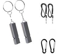 Emergency Whistles, 2 PCS Loud Safety Survival Whistles with Carabiner and Lanyard for Outdoor Hiking, Hunting, Camping, Fishing, Kayaking (A-Silver+Silver)