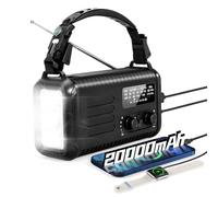 Emergency Wind Up Radio, 20000mAh Solar Radio, Hand Crank Radio with AM/FM/NOAA, Portable Radios with Flashlight & Reading Lamp, Earphone Jack, SOS Alarm, Phone Charger for Indoor Outdoor (Black)