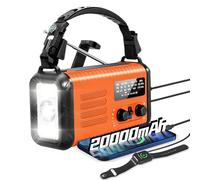 Emergency Wind Up Radio, 20000mAh Solar Radio, Hand Crank Radio with AM/FM/NOAA, Portable Radios with Flashlight & Reading Lamp, Earphone Jack, SOS Alarm, Phone Charger for Indoor Outdoor (Orange)