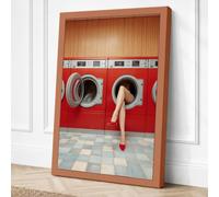 Emerging from Red Surrealism Canvas Wall Art Print 30x20 Inch (76 x 51 cm)