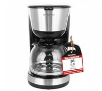 Emerio CME-122933 Coffee Maker Filter 1.25 L for up to 10 Cups of Fresh Coffee, Removable Permanent Filter, Anti-Drip Function, Glass Jug, Automatic Shut-off, 1000 W, Black/Silver