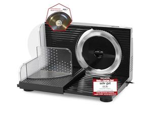 Emerio MS-125000.1 All-Purpose Slicer, Made in the EU, Stainless Steel Knife Unit Produced in Germany, Adjustable 0-17 mm, BPA-Free, Space-Saving, Foldable, with Safety Switch, Eco 100 Watt, Black