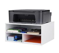 EMERIT Printer Stand for Desk - 2 Tier Desktop Printer Stand with Paper Storage, Printer Riser Organizer for Home Office, Holds up to 30 lbs, White