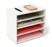 eMerit Wood Desktop Organizer Paper Storage Letter Tray File Sorter with Adjustable Shelves for Home Office,White