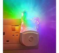 Emeritpro Night Light Plug in Wall, Pretty Cat Night Light Kids 2 Pack, Plug in Night Lighting with 8-Color RGB Mode & Dusk to Dawn Sensor, Ideal for Bedroom Decor Kids Teen Girls Boys Gifts