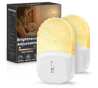 Emeritpro Night Light Plug in Wall with Dusk to Dawn Photocell Sensor, Plug in Night Light 2 Pack, Brightness Adjustable, 3000K Soft Warm White, NightLight Kids for Bathroom Bedroom Stairs Hallway