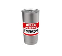 Emerson Hello Hi My Name is Tshirt Name On Custom Stainless Steel Insulated Tumbler