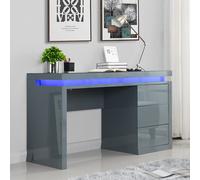 emerson high gloss computer desk in grey with led lighting