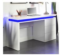 emerson high gloss computer desk in white with led lighting
