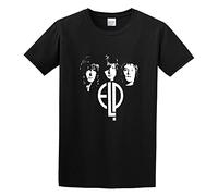 Emerson Lake and Palmer - Elp - Keith Emerson Greg Lake Carl Plamer Cotton Round Neck Tee Shirt for Men L, Black