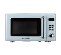 Emerson MWR7020BL Compact Retro Microwave Oven with Push Button Control, LED Display, 700W, 5 Power Levels, 8 Automatic Menus, Glass Turntable and Child Safe Lock,