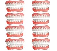 EMERZE Dentures Cosmetic Veneer Dental Silicone Tooth Whitening Temporary Prosthesis Teeth Top Bottom Natural Tone Instant Veneers Dental Prostheses Men And Women,8 pairs