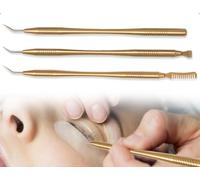 Emezddo 3-Piece Eyelash Lifting Set, Stainless Steel Eyelash Comb Tool, Eyelash Separator, Eyelash Separator Brush, Lash Lift Accessories, for Eyelash Extension Mascara (Gold)