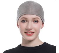 EMF Protection Stretch Beanies Cap, Microwave Radiation Blocking Skull Cap, Unisex Breathable Outdoor Hat,Silver,L