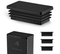 EMFA Plastic End Caps 50x35 mm - Black Rectangular Tube Inserts - Lamella Plugs for Metal Tubes and Structures - 4 Pack - 5x3,5 cm