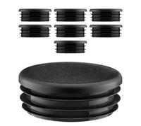 EMFA Round Plastic Tube End Caps 50 mm Black, Pack of 8 | Tube Inserts, Pipe Plugs, Blanking Caps, PE Plastic, Protects Against Dust