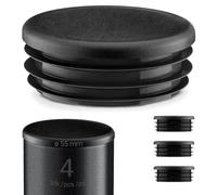 EMFA Round Plastic Tube End Caps 55 mm Black, Pack of 4