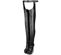 Emfnzd Women's Sexy Thigh Tassels Rhinestone Belt Boots Over Knee High Heels Party perform show Gender Neutral Waterproof Shoes Plus Size-5, Black, 12