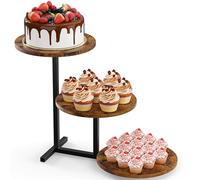 Emfogoo 1 Pack 3 Tier Cupcake Stand for 24 Cupcakes, Wooden Tiered Tray Stands, Display Cup Cake Dessert Tower for Party Afternoon Tea, Food Holder Stand for Baby Shower Wedding Birthday