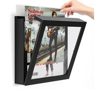 Emfogoo 1 Pack Vinyl Record Frame for the wall, Wall-Mounted Vinyl Record Frame - Holds Up to 20 Albums, Album Frames for 12x12 Inch LP Album Cover (Black)