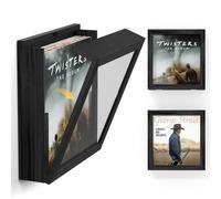 Emfogoo 2 Pack Vinyl Record Frame for the wall, Wall-Mounted Vinyl Record Frame - Holds Up to 20 Albums, Album Frames for 12x12 Inch LP Album Cover (Black)