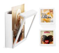 Emfogoo 2 Pack Vinyl Record Frame for the wall, Wall-Mounted Vinyl Record Frame - Holds Up to 20 Albums, Album Frames for 12x12 Inch LP Album Cover (White)