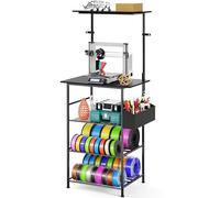Emfogoo 3D Printer Table, 5-Tier Printer Stand, Metal Printer Cabinet with Filament Storage and Side Pocket, Printer Shelf for Wall Mounting for Office, Home, School, Workshop (Black)