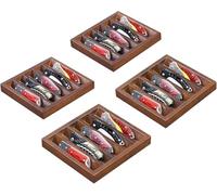 Emfogoo 4 Pieces Knife Display Case, Wooden Pocket Knife Collection Case Holder, for Collections Gift-giving (Walnut)